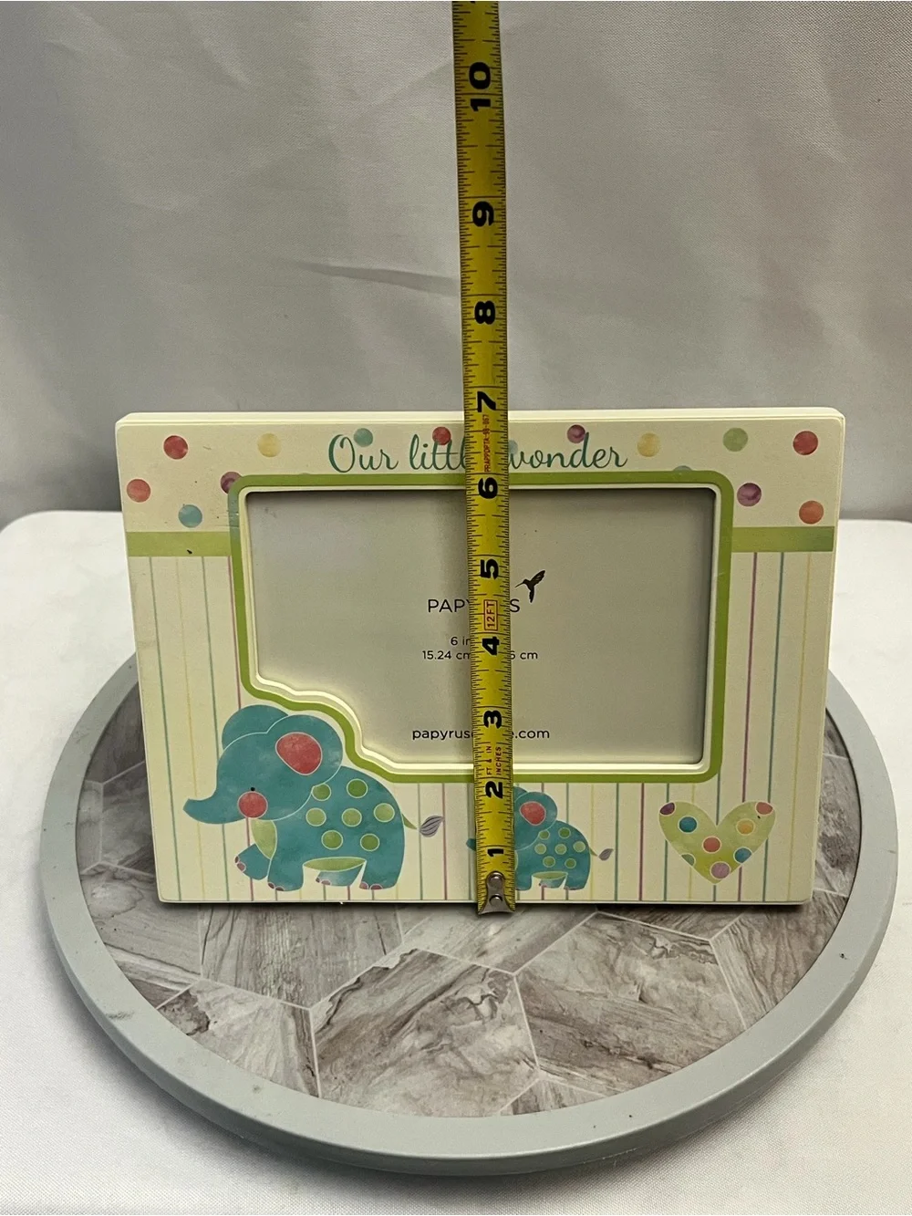 Papyrus Our Little Wonder Baby Elephant 6x4 Picture Frame Nursery Polka Dot